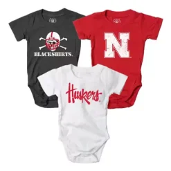 Wes And Willy Infant Nebraska Cornhuskers Hopper Onesie 3pk