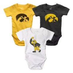 Wes And Willy Infant Iowa Hawkeyes Hopper Onesie 3pk