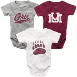 Wes And Willy Infant Montana Grizzlies Hopper Onesie 3 Pack