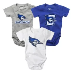 Wes And Willy Infant Creighton Bluejays Hopper Onesie 3pk