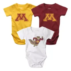 Wes And Willy Infant Minnesota Golden Gophers Onesie 3pk