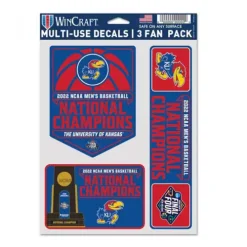 Wincraft Kansas Jayhawks 2022 National Champions 3pk Decals Fan Pack