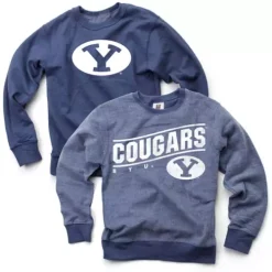 Wes And Willy Kids' BYU Cougars Reverse Fuzz Crewneck