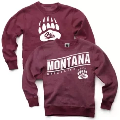 Wes And Willy Kids' Montana Grizzlies Fuzz Crewneck