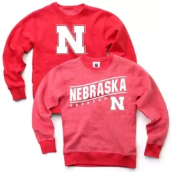 Wes And Willy Kids' Nebraska Cornhuskers Fuzz Crewneck