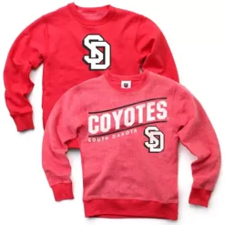 Wes And Willy Kids' South Dakota Coyotes Reverse Fuzz Crewneck