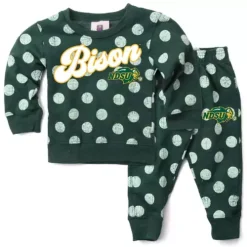 Wes And Willy Baby Girls' North Dakota State Bison Dot Sweatshirt & Pant Set