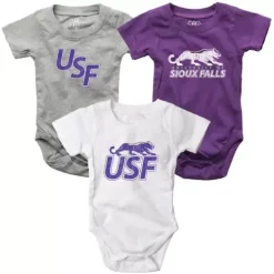 Wes And Willy Baby Sioux Falls Cougars Hopper Onesie 3 Pack