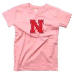 Wes And Willy Girls' Nebraska Cornhuskers Basic Pink Logo T-Shirt