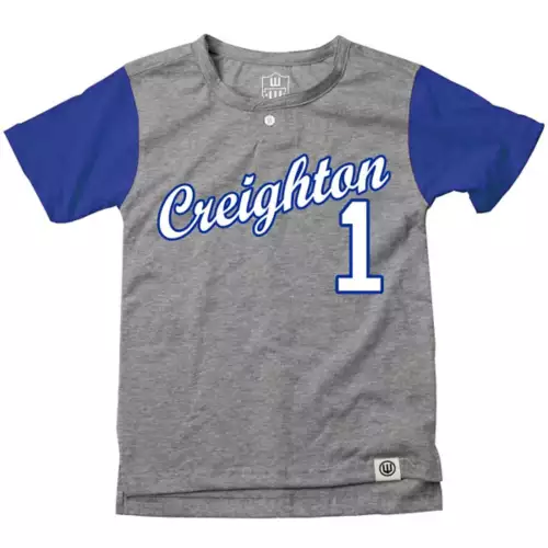 Wes And Willy Kids' Creighton Bluejays Henley Baseball T-Shirt 1 Wes And Willy Kids' Creighton Bluejays Henley Baseball T-Shirt