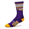 For Bare Feet Kids' LSU Tigers 4 Stripe Deuce Socks