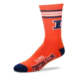 For Bare Feet Kids' Illinois Fighting Illini 4 Stripe Deuce Crew Socks