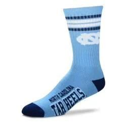 For Bare Feet Kids' North Carolina Tar Heels 4 Stripe Deuce Crew Socks
