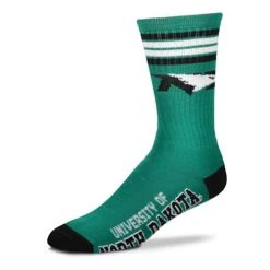 For Bare Feet Kids' North Dakota Fighting Hawks 4 Stripe Deuce Crew Socks