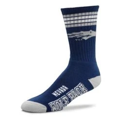 For Bare Feet Kids' Nevada Wolf Pack 4 Stripe Deuce Crew Socks