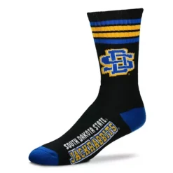 For Bare Feet South Dakota State Jackrabbits 4 Stripe Crew Socks