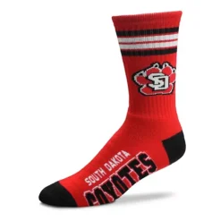 For Bare Feet Kids' South Dakota Coyotes 4Stripe Deuce Crew Socks